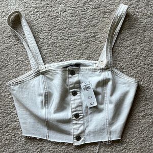 Abercrombie and Fitch White Denim Cropped Tank